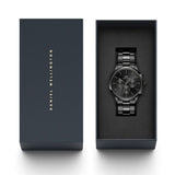 Daniel Wellington Iconic Chronograph Black Dial Black Steel Strap Watch For Men - DW00100642 Authentic Buy Shop Now