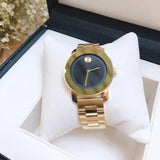 Movado Bold Black Dial Gold Steel Strap Unisex Watch - 3600397 Authentic Buy Shop Now