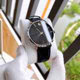 Movado Ultra Slim Black Dial Black Leather Strap Watch For Men - 0607086 Authentic Buy Shop Now