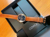 Movado Heritage Celestograf Navy Blue Dial Brown Leather Strap Watch For Women - 3650010 Authentic Buy Shop Now