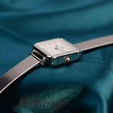 Daniel Wellington Quadro Studio White Dial Silver Mesh Bracelet Watch For Women - DW00100521 Authentic Buy Shop Now
