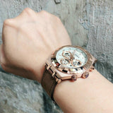 Guess Analog Multifunction White Dial Brown Leather Strap Watch for Men - GW0262G3 Authentic Buy Shop Now