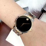 Movado Museum Classic Black Dial Two Tone Steel Strap Watch for Men - 0607200 Authentic Buy Shop Now