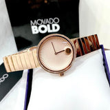 Movado Edge Rose Gold Dial Rose Gold Steel Strap Watch for Women - 3680013 Authentic Buy Shop Now