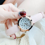 Guess Wonderlust Beige Dial Pink Leather Strap Watch for Women - W1065L1 Authentic Buy Shop Now