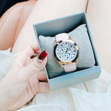 Guess Wonderlust Beige Dial Pink Leather Strap Watch for Women - W1065L1 Authentic Buy Shop Now