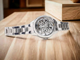 Fossil Rye Automatic Skeleton Silver Dial Silver Steel Strap Watch for Women - BQ3753 Authentic Buy Shop Now