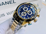 Versace V-Ray Chronograph Quartz Blue Dial Two Tone Steel Strap Watch For Men - VE2I01021 Authentic Buy Shop Now