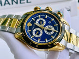 Versace V-Ray Chronograph Quartz Blue Dial Two Tone Steel Strap Watch For Men - VE2I01021 Authentic Buy Shop Now
