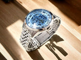 Fossil Townsman Automatic Skeleton Blue Dial Silver Steel Strap Watch for Men - ME3073 Authentic Buy Shop Now