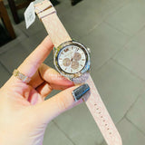 Michael Kors Multifunction Silver Dial Pink Leather Strap Watch For Women - MK7206 Authentic Buy Shop Now
