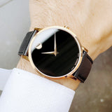 Movado Museum Classic Black Dial Black Leather Strap Watch for Men - 0607196 Authentic Buy Shop Now