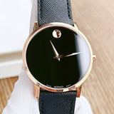 Movado Museum Classic Black Dial Black Leather Strap Watch for Men - 0607196 Authentic Buy Shop Now