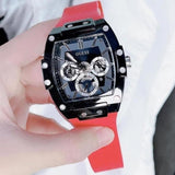 Guess Phoenix Multifunction Black Dial Red Rubber Strap Watch for Men - GW0203G4 Authentic Buy Shop Now