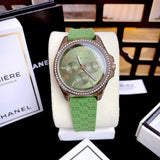 Michael Kors Mini Pilot Chronograph Green Dial Green Silicone Strap Watch For Women - MK7421 Authentic Buy Shop Now