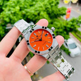 Maurice Lacroix Aikon Automatic Date Orange Dial Silver Steel Strap Watch For Men - AI6008-SS00F-530-E Authentic Buy Shop Now