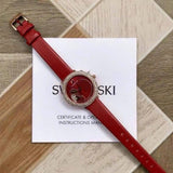 Swarovski Crystal Frost Red Dial Red Leather Strap Watch for Women - 5519226 Authentic Buy Shop Now