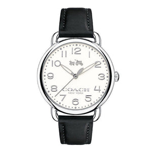 Coach Delancey White Dial Black Leather Strap Watch for Women - 14502714 Authentic Buy Shop Now