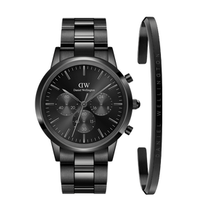 Daniel Wellington Iconic Chronograph Black Dial Black Steel Strap Watch For Men - DW00100642 Authentic Buy Shop Now