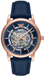 Emporio Armani Meccanico Automatic Blue Dial Blue Leather Strap Watch For Men - AR60050 Authentic Buy Shop Now