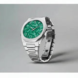 D1 Milano Ultra Thin Fir Green Dial Silver Steel Strap Watch for Men - D1-UTBJ34