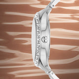 Michael Kors Liliane Three Hand Mother of Pearl White Dial Silver Steel Strap Watch For Women - MK4556 Authentic Buy Shop Now