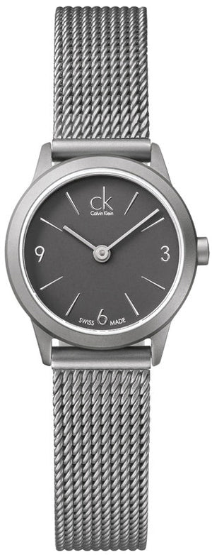 Calvin Klein Minimal Grey Dial Silver Mesh Bracelet Watch for Women - K3M53154 Authentic Buy Shop Now