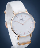 Daniel Wellington Classic Dover White Dial White Nylon Strap Watch For Women - DW00100309 Authentic Buy Shop Now
