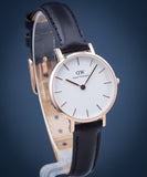 Daniel Wellington Classic Petite Sheffield White Dial Black Leather Strap Watch For Women - DW00100230 Authentic Buy Shop Now