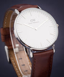 Daniel Wellington St Mawes White Dial Brown Leather Strap Watch For Men - DW00100052 Authentic Buy Shop Now