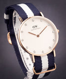 Daniel Wellington Classy Glasgow White Dial Two Tone Nylon Strap Watch For Women - DW00100078 Authentic Buy Shop Now