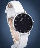 Daniel Wellington Classic Petite Bondi Black Dial White Leather Strap Watch For Women - DW00100284 Authentic Buy Shop Now