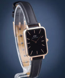 Daniel Wellington Quadro Sheffield Black Dial Black Leather Strap Watch For Women - DW00100435 Authentic Buy Shop Now