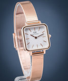 Daniel Wellington Quadro Studio White Dial Rose Gold Mesh Strap Watch For Women - DW00100517 Authentic Buy Shop Now