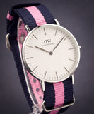 Daniel Wellington Classic Winchester White Dial Two Tone Nylon Strap Watch For Women - DW00100049 Authentic Buy Shop Now