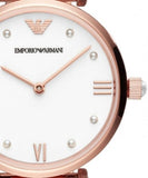 Emporio Armani Gianni T-Bar Quartz White Dial Rose Gold Steel Strap Watch For Women - AR11267 Authentic Buy Shop Now