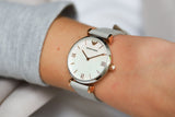 Emporio Armani Gianni T Bar Quartz Mother of Pearl Dial White Leather Strap Watch For Women - AR1965 Authentic Buy Shop Now