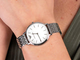 Emporio Armani Mother of Pearl Dial Silver Steel Strap Watch For Women - AR11112 Authentic Buy Shop Now