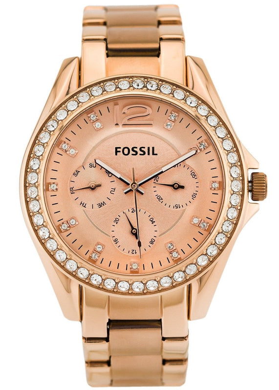 Fossil Riley Multifunction Rose Gold Dial Rose Gold Steel Strap Watch for Women - ES2811 Authentic Buy Shop Now