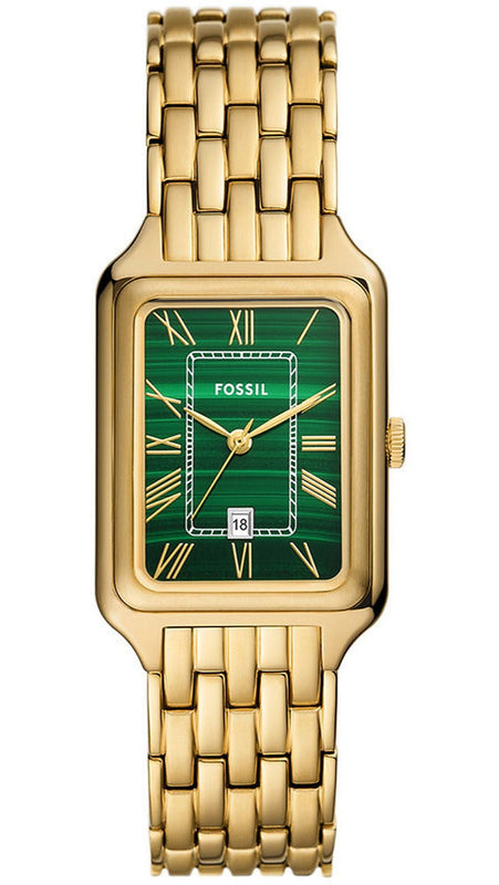 Fossil Raquel Three Hand Date Green Dial Gold Steel Strap Watch For Women - ES5341 Authentic Buy Shop Now