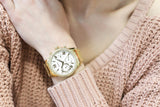 Guess Solar Chronograph Diamonds White Dial Gold Steel Strap Watch for Women - W1069L2 Authentic Buy Shop Now