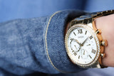 Guess Solar Chronograph Diamonds White Dial Gold Steel Strap Watch for Women - W1069L2 Authentic Buy Shop Now