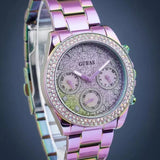 Guess Confetti Chronograph Crystals Multicolor Dial Purple Steel Strap Watch For Women - GW0483L5