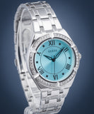 Guess Cosmo Diamonds Turquoise Dial Silver Steel Strap Watch for Women - GW0033L7 Authentic Buy Shop Now