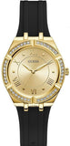 Guess Cosmo Diamonds Gold Dial Black Rubber Strap Watch for Women - GW0034L1 Authentic Buy Shop Now