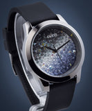 Guess Crush Crystals Silver Dial Black Rubber Strap Watch for Women - W1223L4 Authentic Buy Shop Now