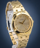 Guess Crystalline Diamonds Gold Dial Gold Steel Strap Watch for Women - GW0114L2 Authentic Buy Shop Now