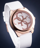 Guess G Twist White & Gold Dial White Silicone Strap Watch For Women - W0911L5 Authentic Buy Shop Now