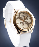 Guess G-Twist Gold Dial White Rubber Strap Watch for Women - W0911L7 Authentic Buy Shop Now