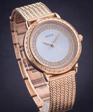 Guess Willow Crystal Blue Dial Rose Gold Mesh Bracelet Watch For Women - W0836L1 Authentic Buy Shop Now